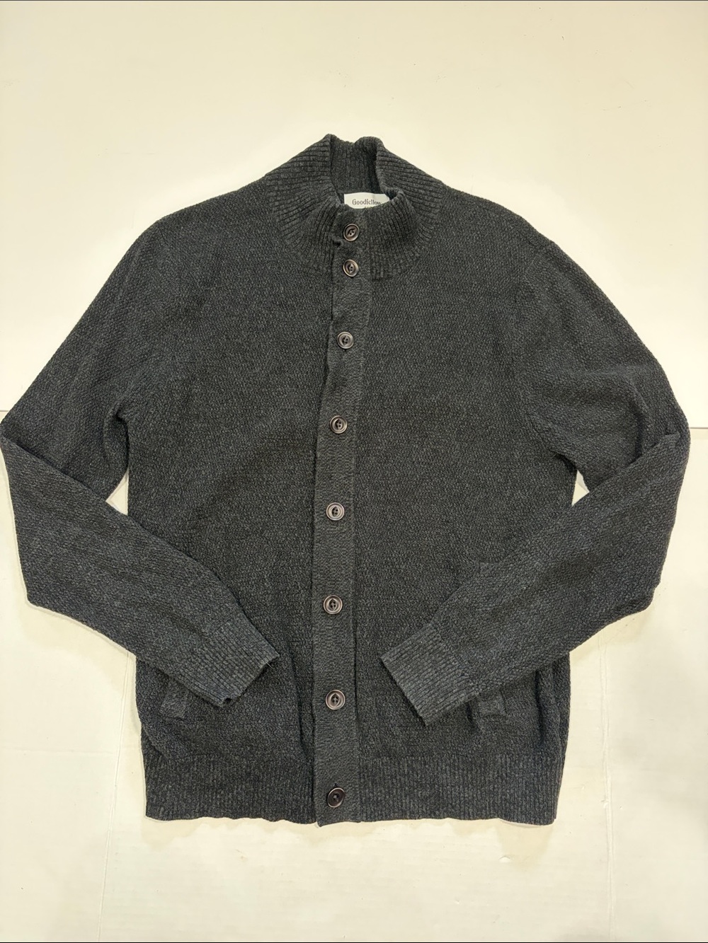 Goodfellow & Co Men's Dark Charcoal Button-Up Knit Cardigan